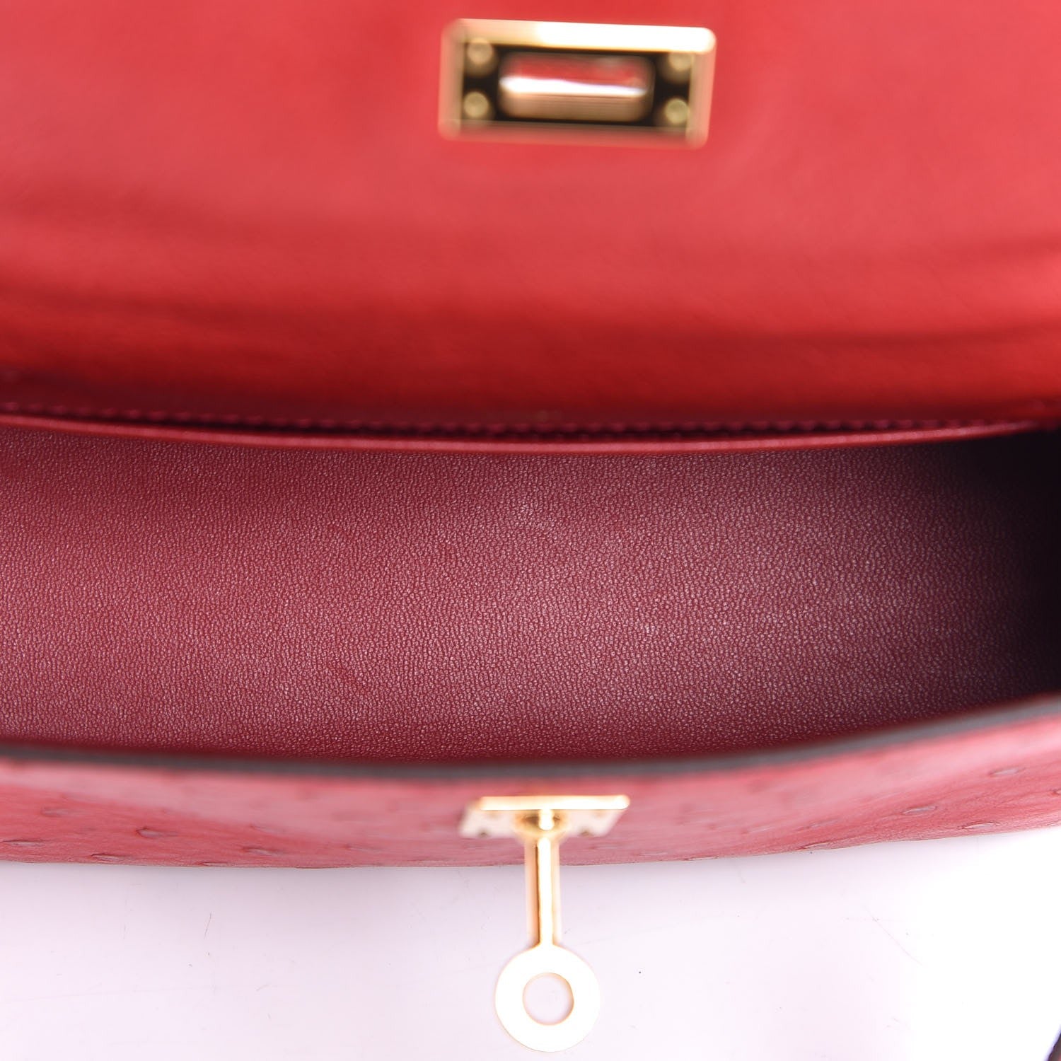 Hermes Ostrich Kelly Pochette Rouge Vif 7 of 35