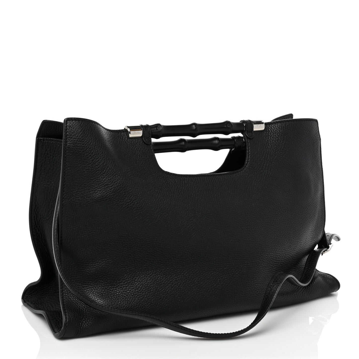 Calfskin Medium Bamboo Daily Shopper Black