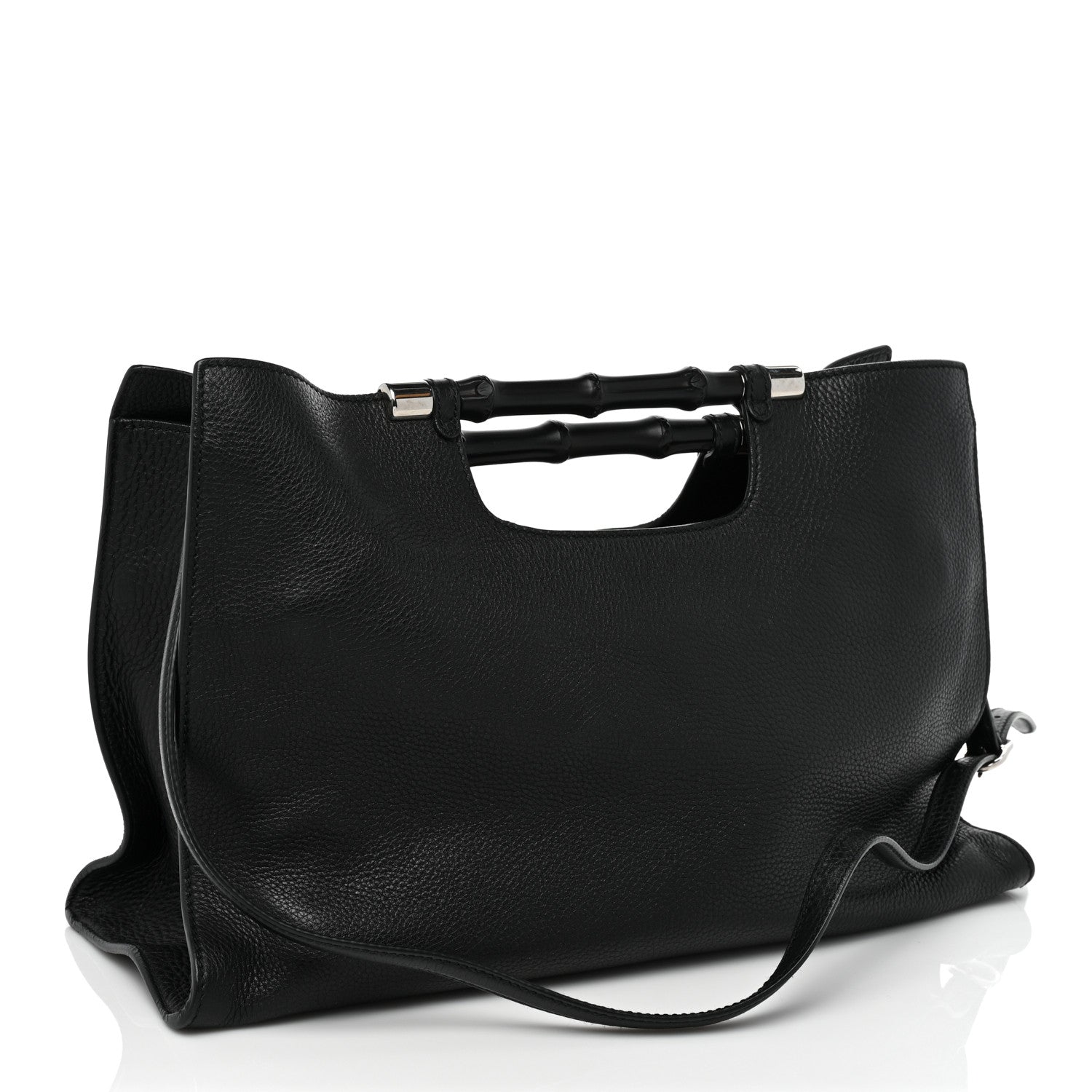Gucci Calfskin Medium Bamboo Daily Shopper Black 3 of 13