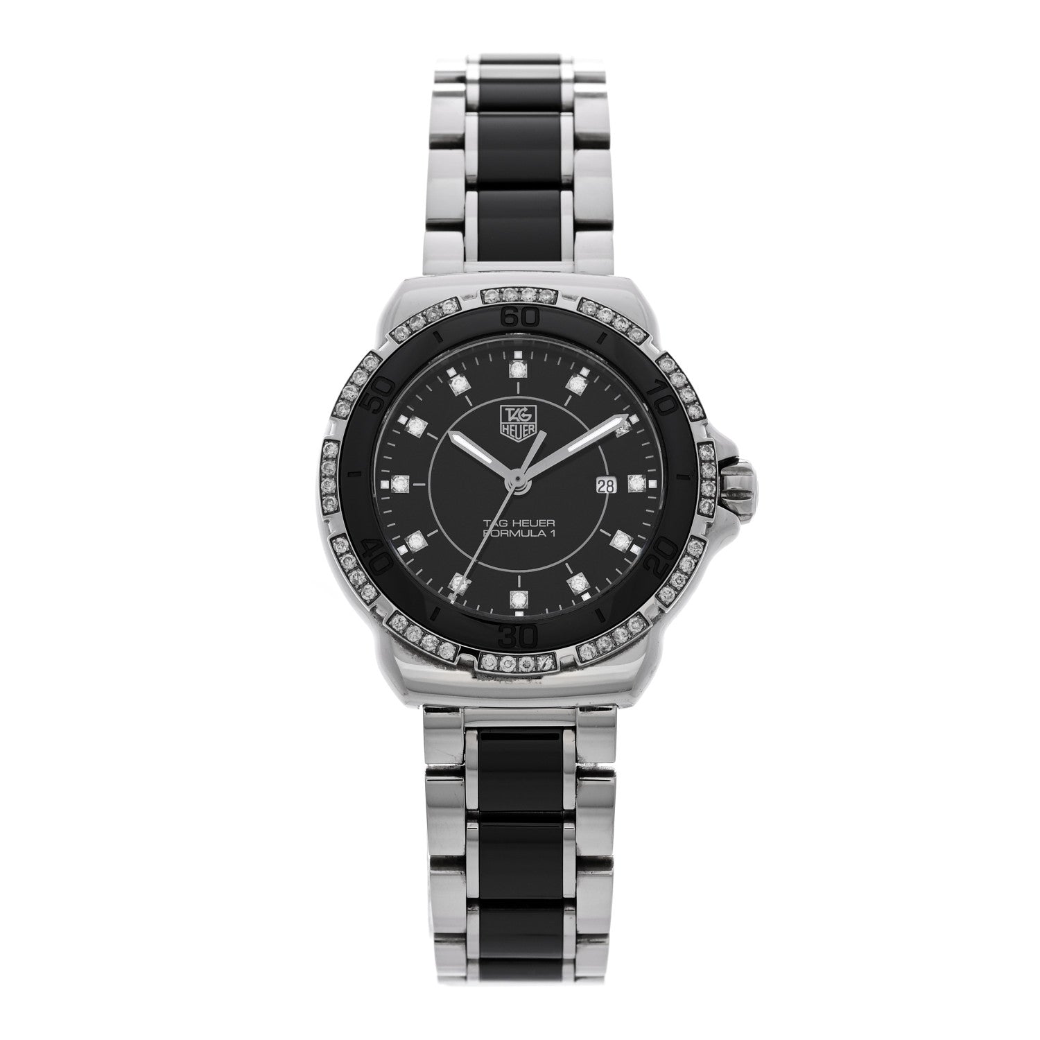 Tag Heuer Stainless Steel Ceramic Diamond Bezel 32mm Formula 1 Lady Quartz Watch Black WAH1312 1 of 5
