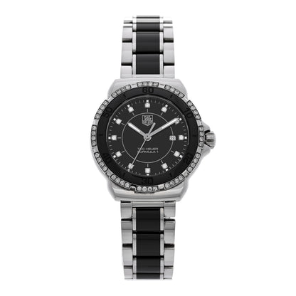 Tag Heuer Stainless Steel Ceramic Diamond Bezel 32mm Formula 1 Lady Quartz Watch Black WAH1312 1 of 5