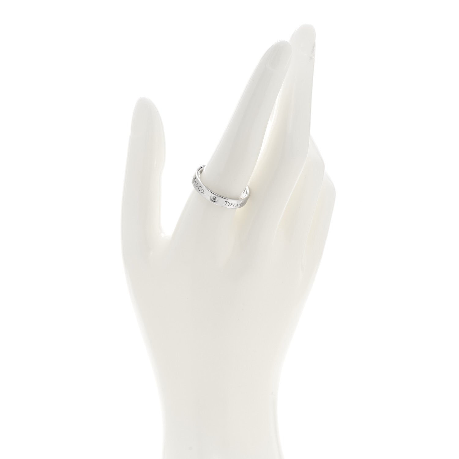 Tiffany Platinum Diamond Logo Band Ring 60 9.25 2 of 4