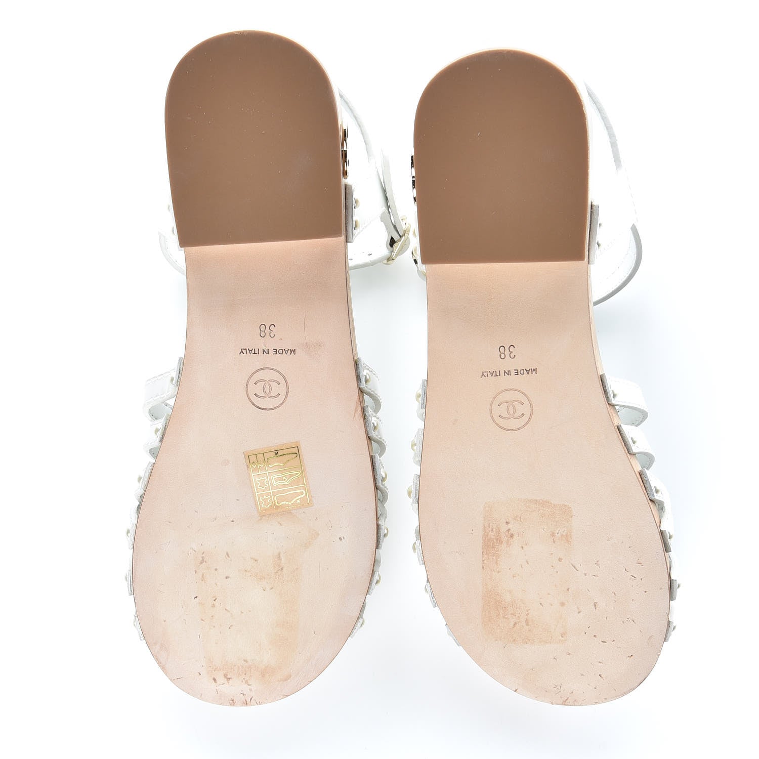 Chanel Metallized Patent Calfskin Sandals 38 Ivory 9 of 9