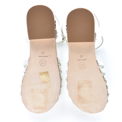 Chanel Metallized Patent Calfskin Sandals 38 Ivory 9 of 9