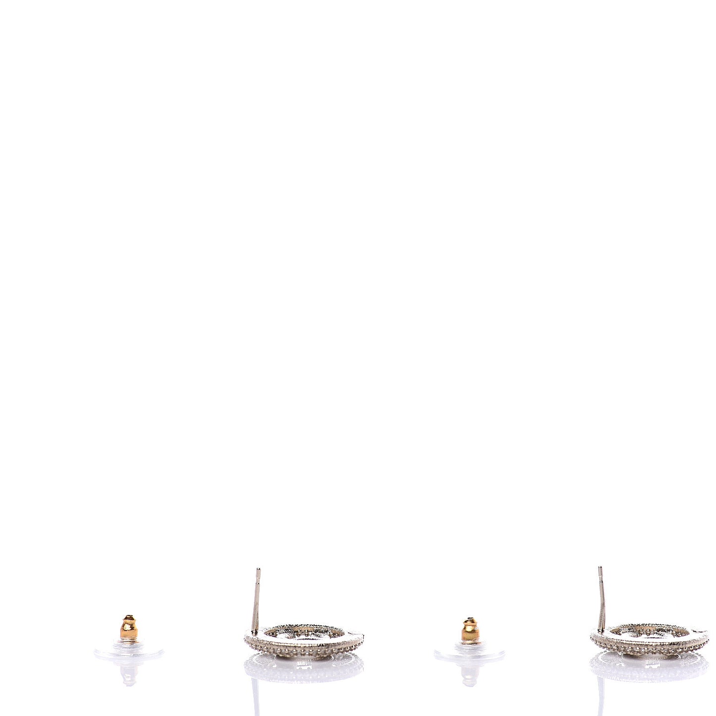 Crystal CC Round Earrings Gold