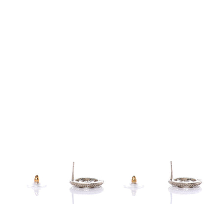 Chanel Crystal CC Round Earrings Gold 3 of 5