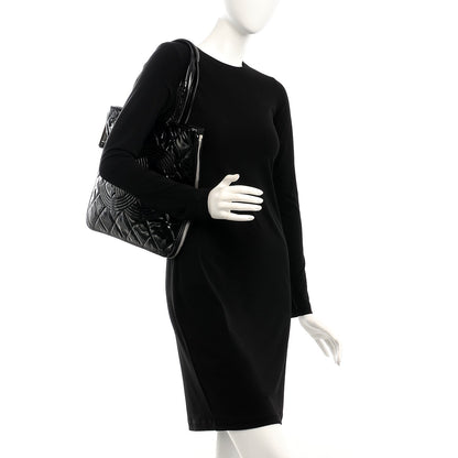 Chanel Patent Quilted Expandable CC Shoping Tote Black 2 of 7