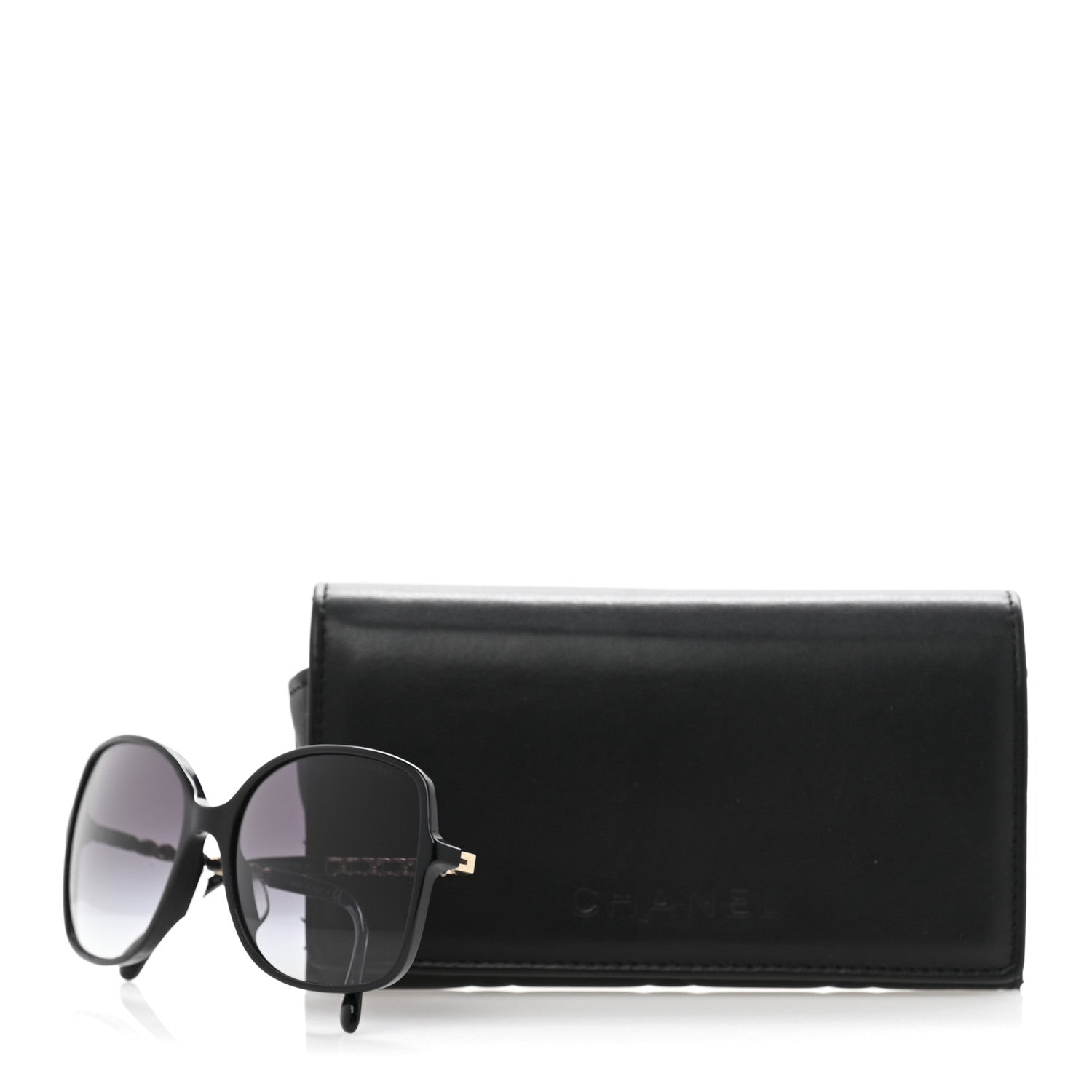 Chanel Acetate Metal Lambskin Square Chain Sunglasses 5210-Q-A Black 8 of 8