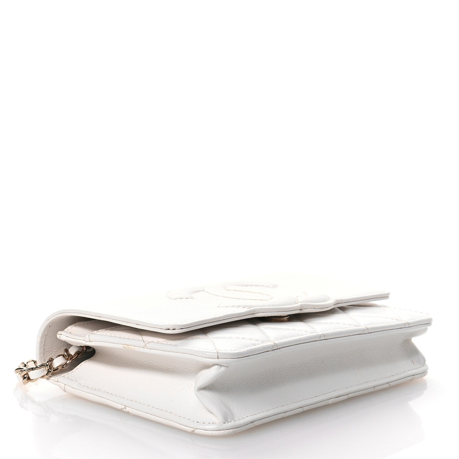 Chanel Goatskin Quilted Timeless CC Wallet On Chain WOC White 4 of 12