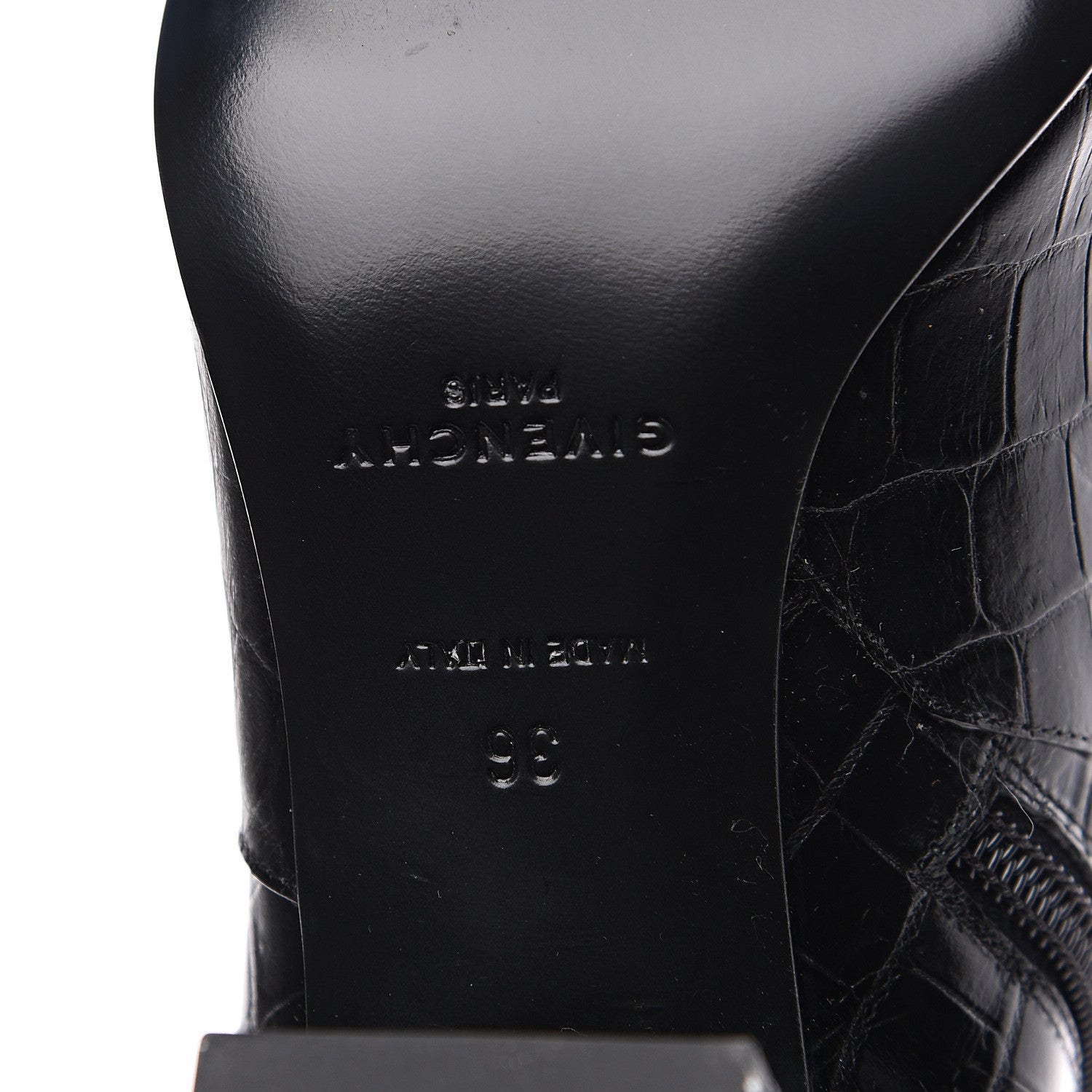 Givenchy Calfskin Crocodile Embossed Ankle Boots 36 Black 6 of 7