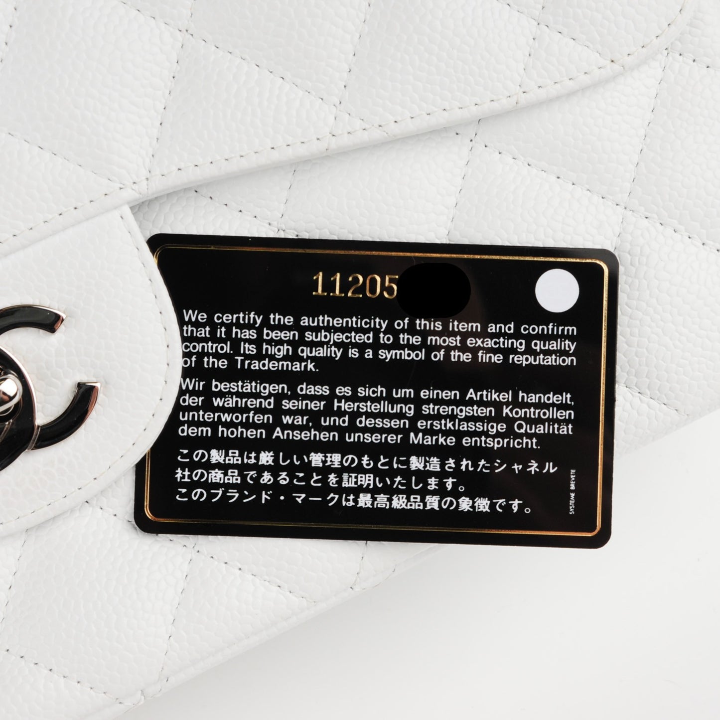 Caviar Quilted Jumbo Single Flap White