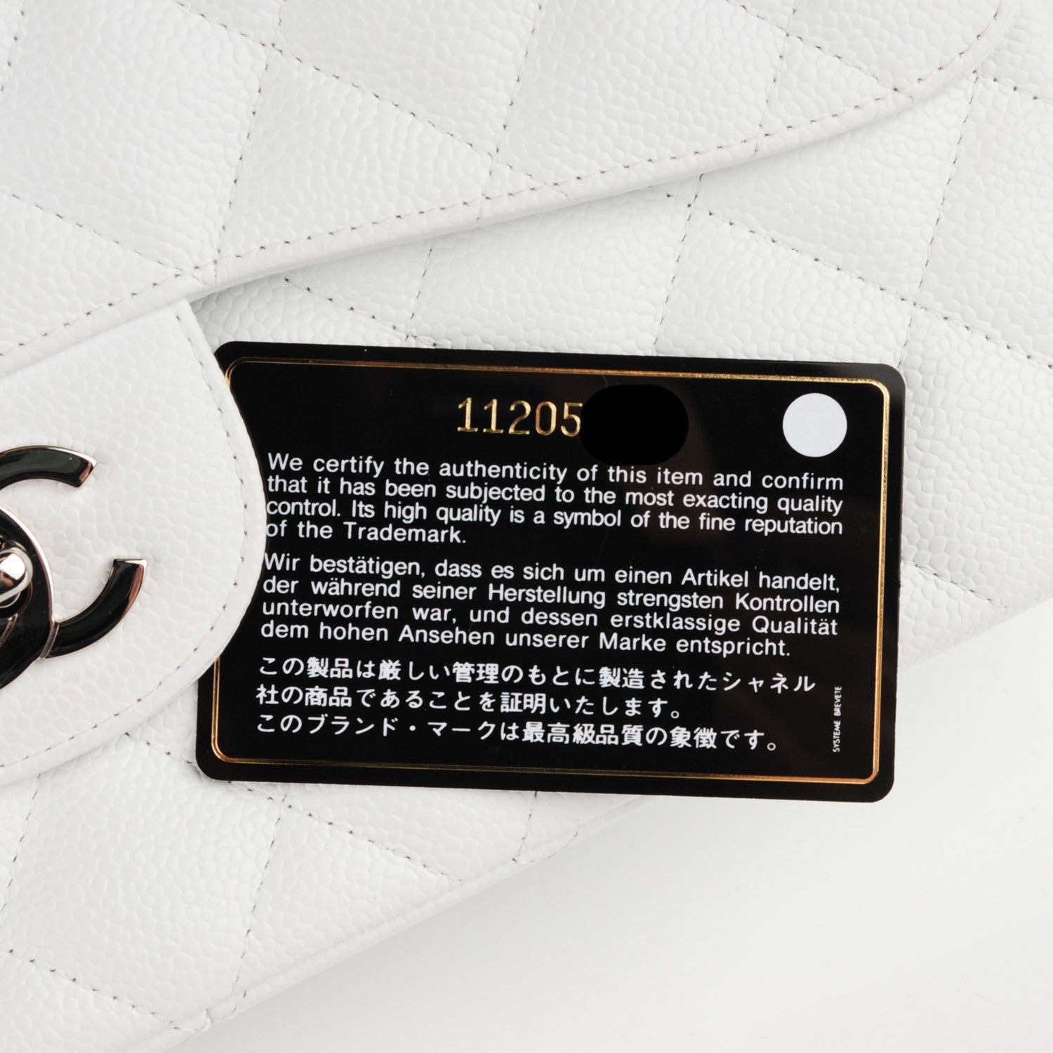 Chanel Caviar Quilted Jumbo Single Flap White 5 of 7