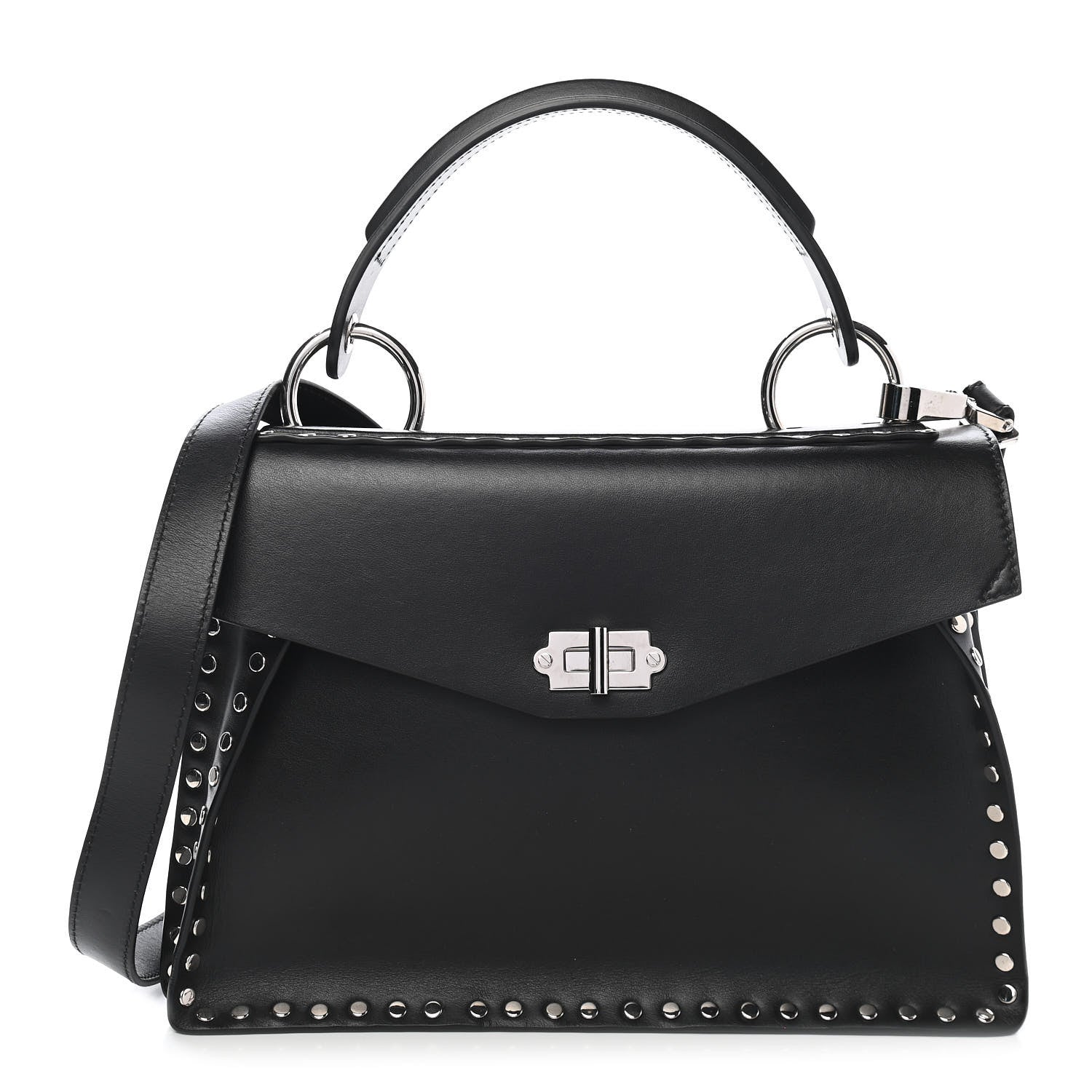 Proenza Schouler Calfskin Medium Studded Hava Top Handle Bag Black 1 of 8