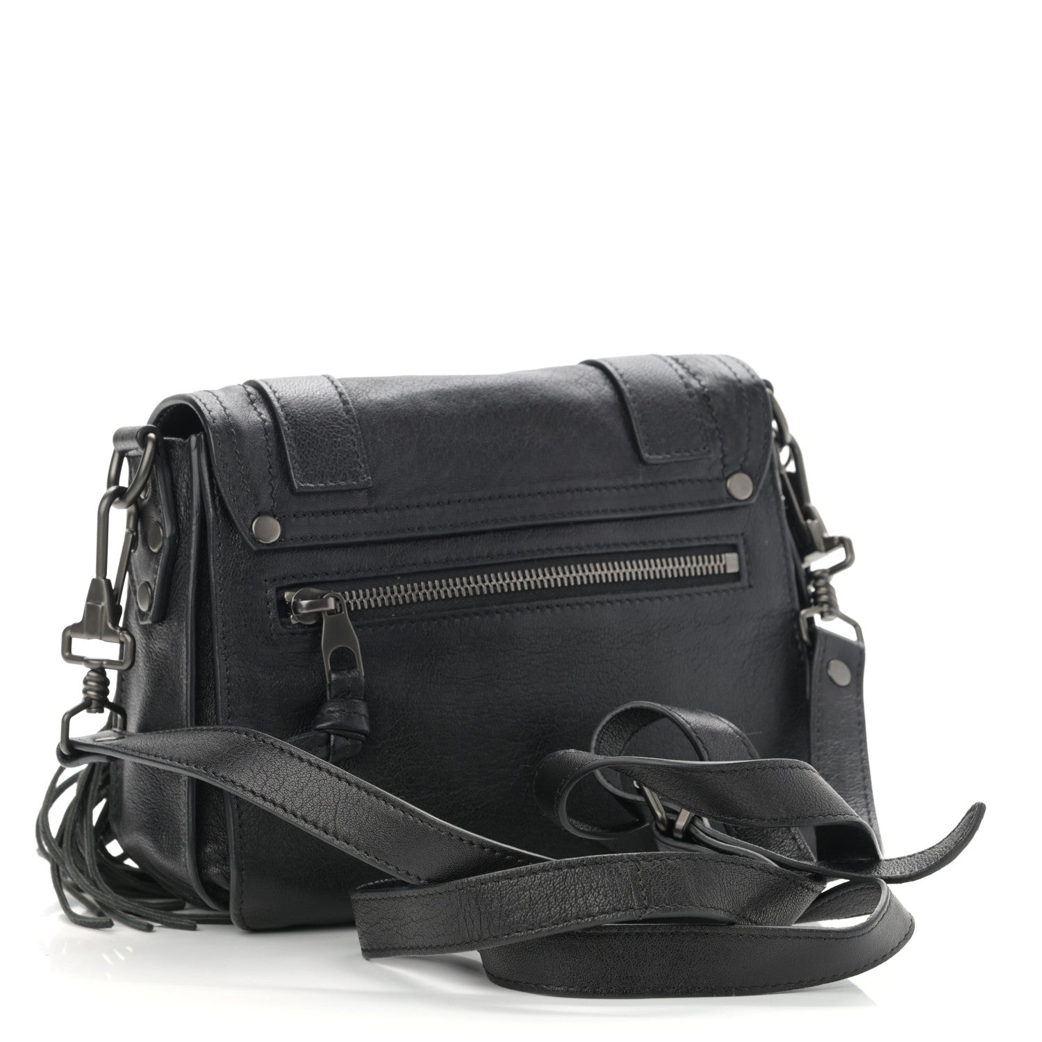 Proenza Schouler Lambskin Fringe PS1 Crossbody Pouch Black 3 of 10
