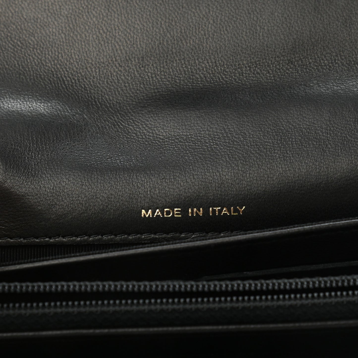 Crumpled Calfskin Quilted Large Reissue Gusset Flap Wallet Black