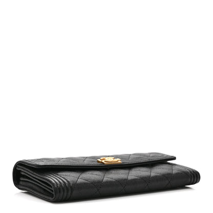 Chanel Caviar Quilted Large Boy Gusset Flap Wallet Black 4 of 11