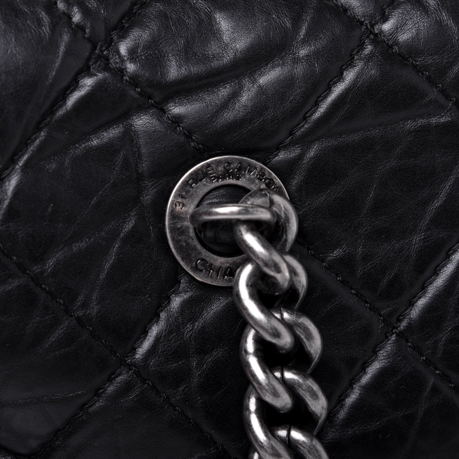 Chanel Aged Calfskin Quilted Large Secret Tag Bowling Bag Black 24 of 27