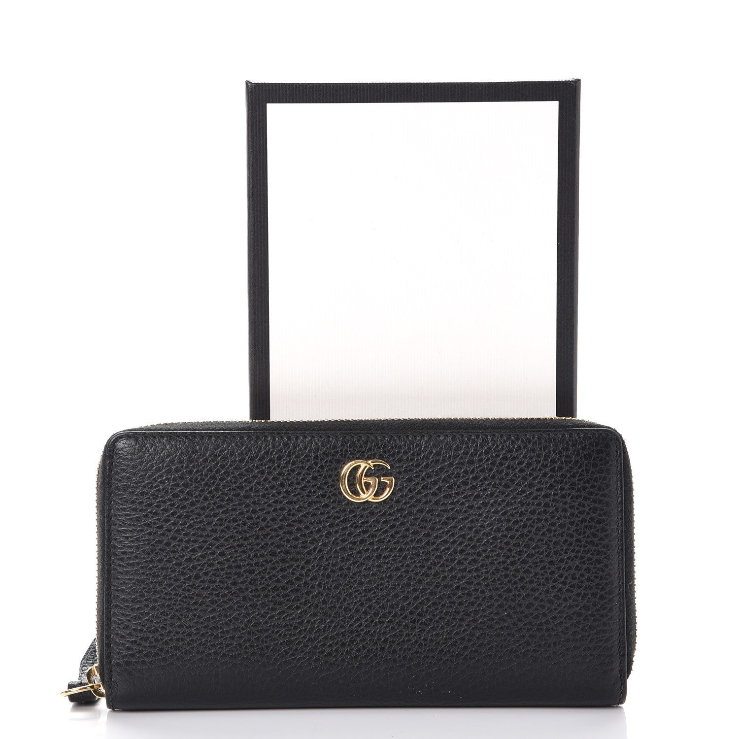 Gucci Dollar Calfskin GG Marmont Zip Around Wallet Black 10 of 10
