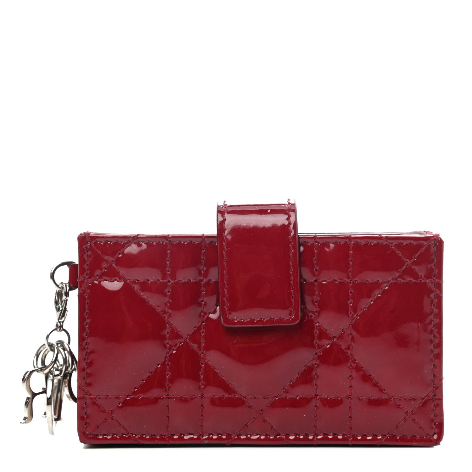 Christian Dior Patent Cannage Lady Dior 5-Gusset Card Holder Scarlet 1 of 4