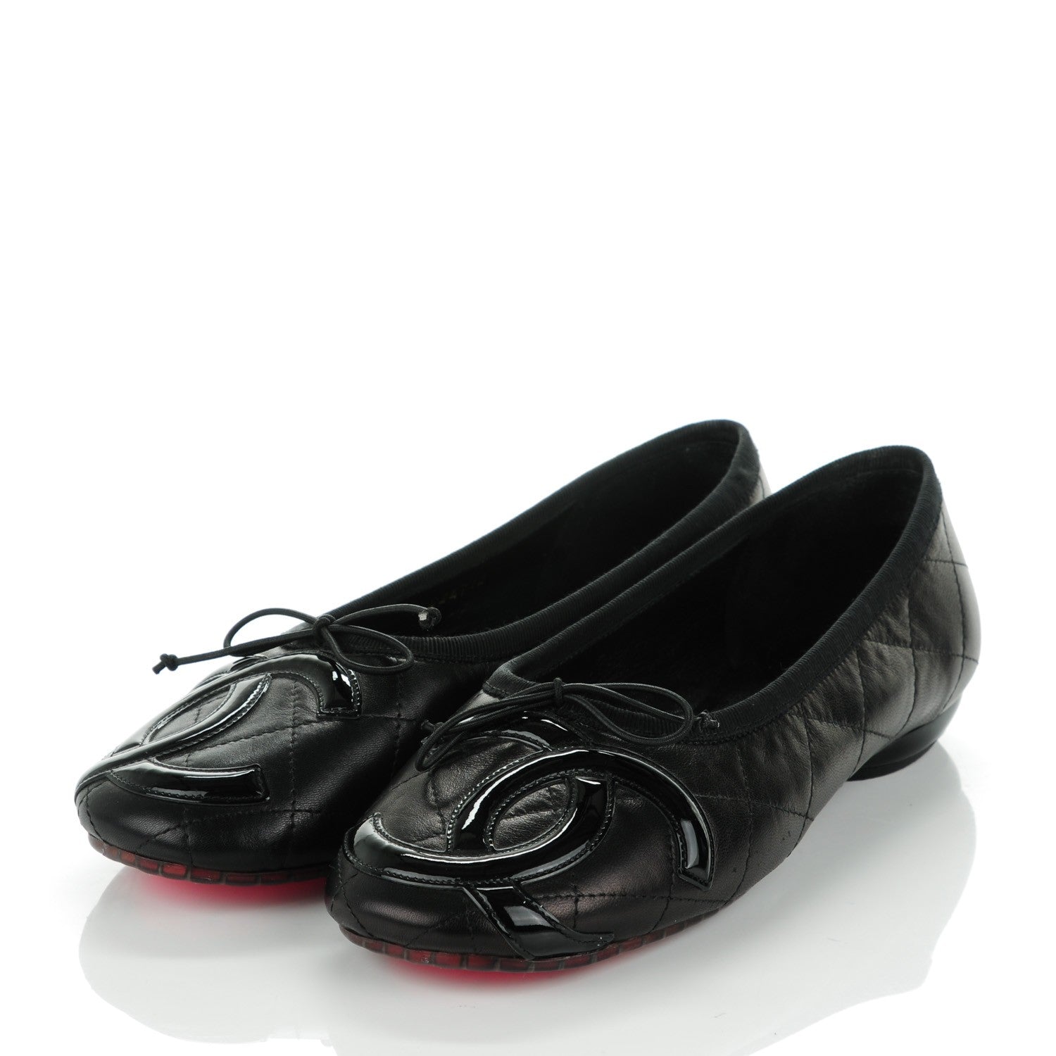 Chanel Lambskin Quilted Cambon Ballerina Flats 36.5 Black 3 of 9