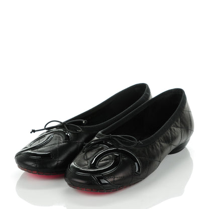 Chanel Lambskin Quilted Cambon Ballerina Flats 36.5 Black 3 of 9