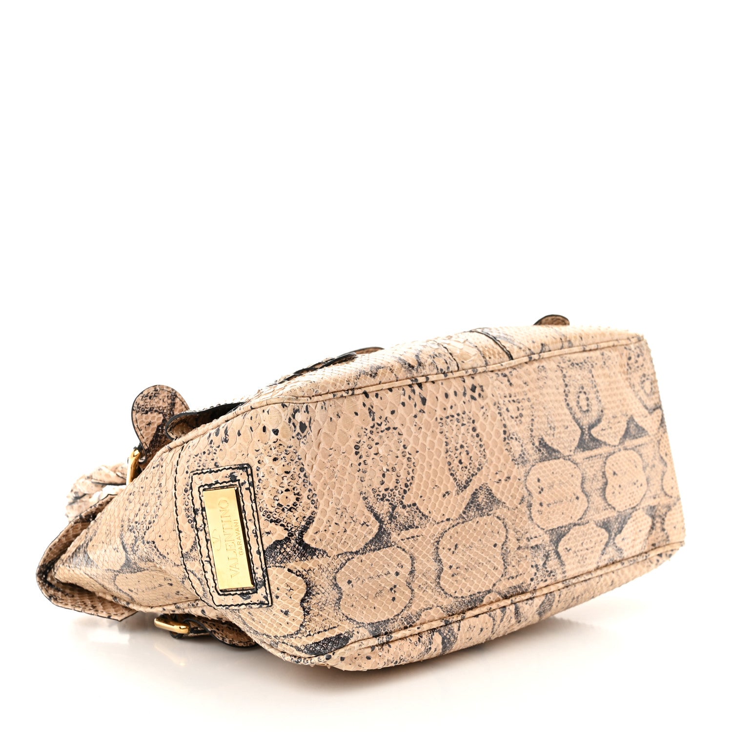 Valentino Garavani Snakeskin Braided Satchel Beige 4 of 11