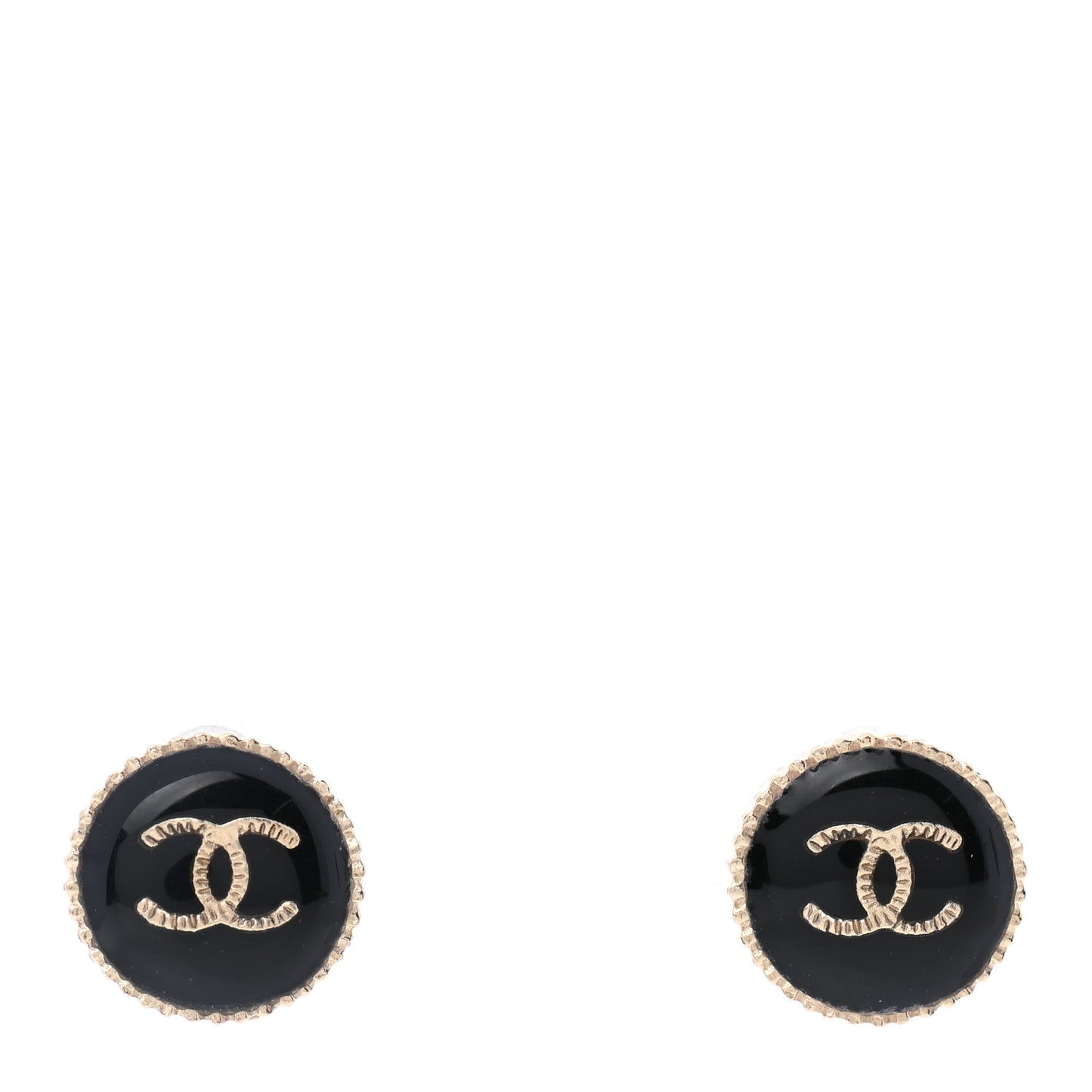 Enamel CC Earrings Gold Black