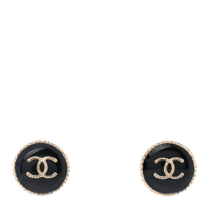 Chanel Enamel CC Earrings Gold Black 1 of 5