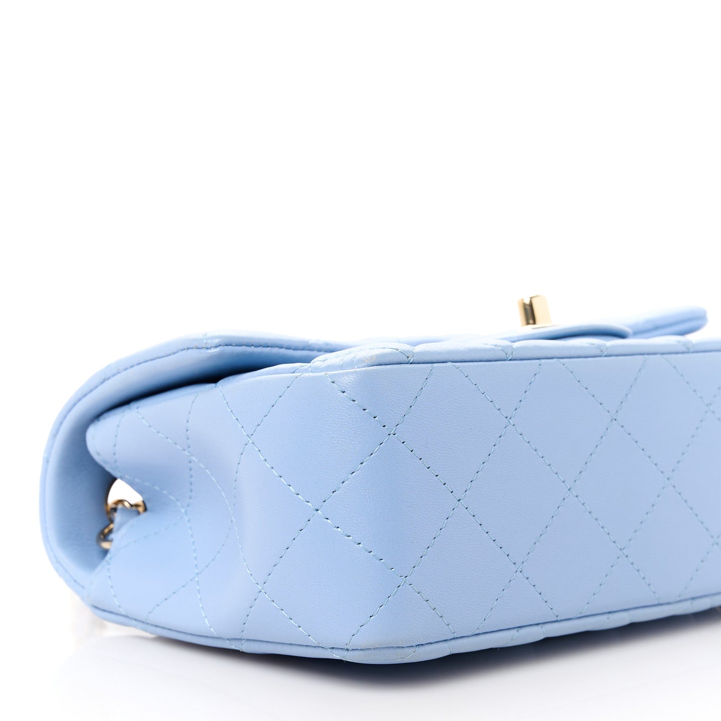 Lambskin Quilted Mini Rectangular Flap Light Blue