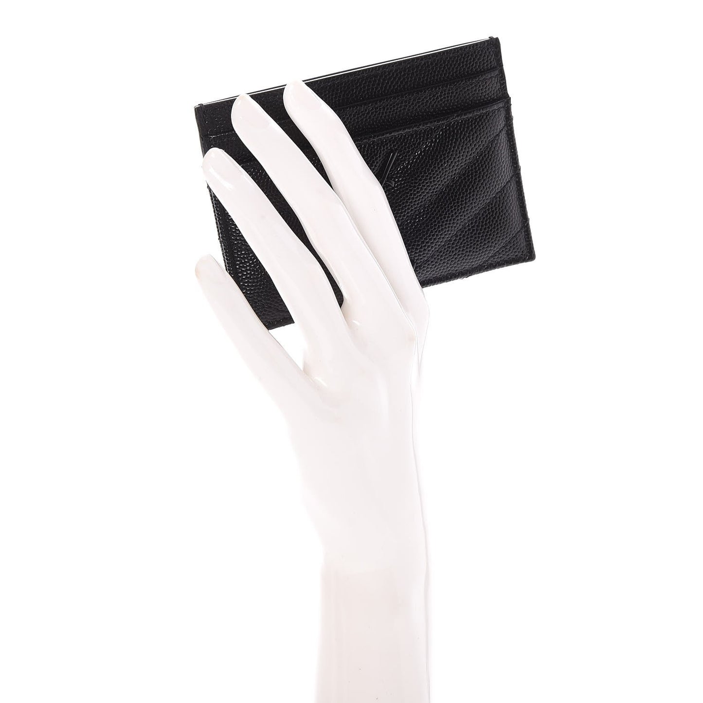 Grain De Poudre Matelasse Chevron Monogram Credit Card Case Black