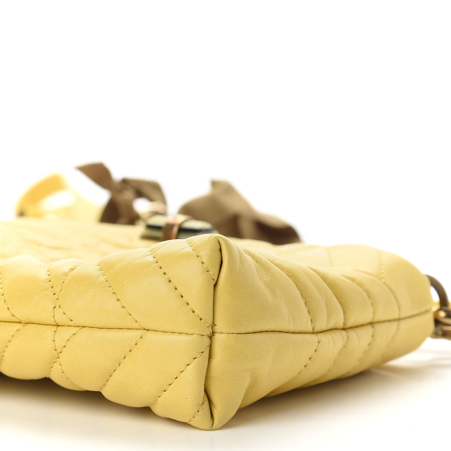 Lambskin Quilted Small Happy Shoulder Bag Yellow