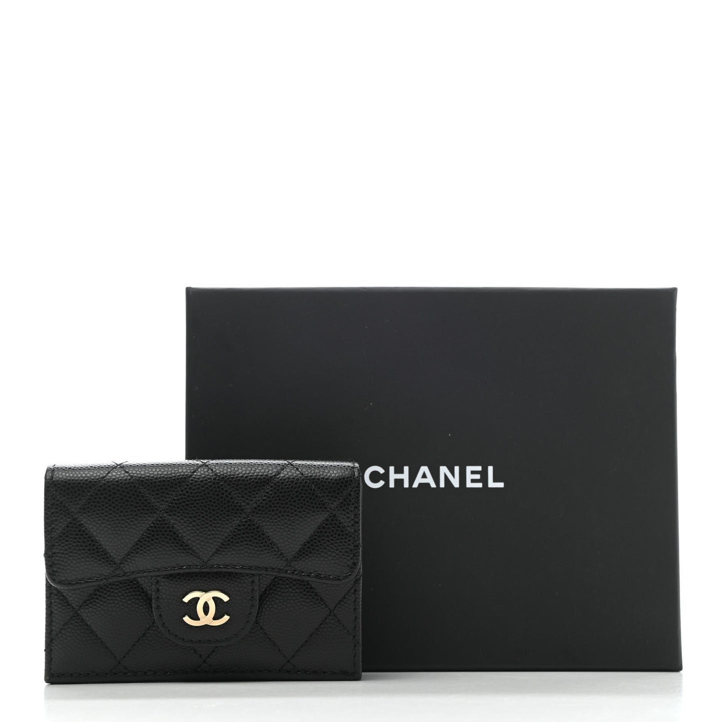 Caviar Quilted Double Flap Wallet Black