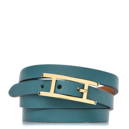 Hermes Swift Hapi 3 MM Triple Tour Bracelet S Malachite 1 of 12