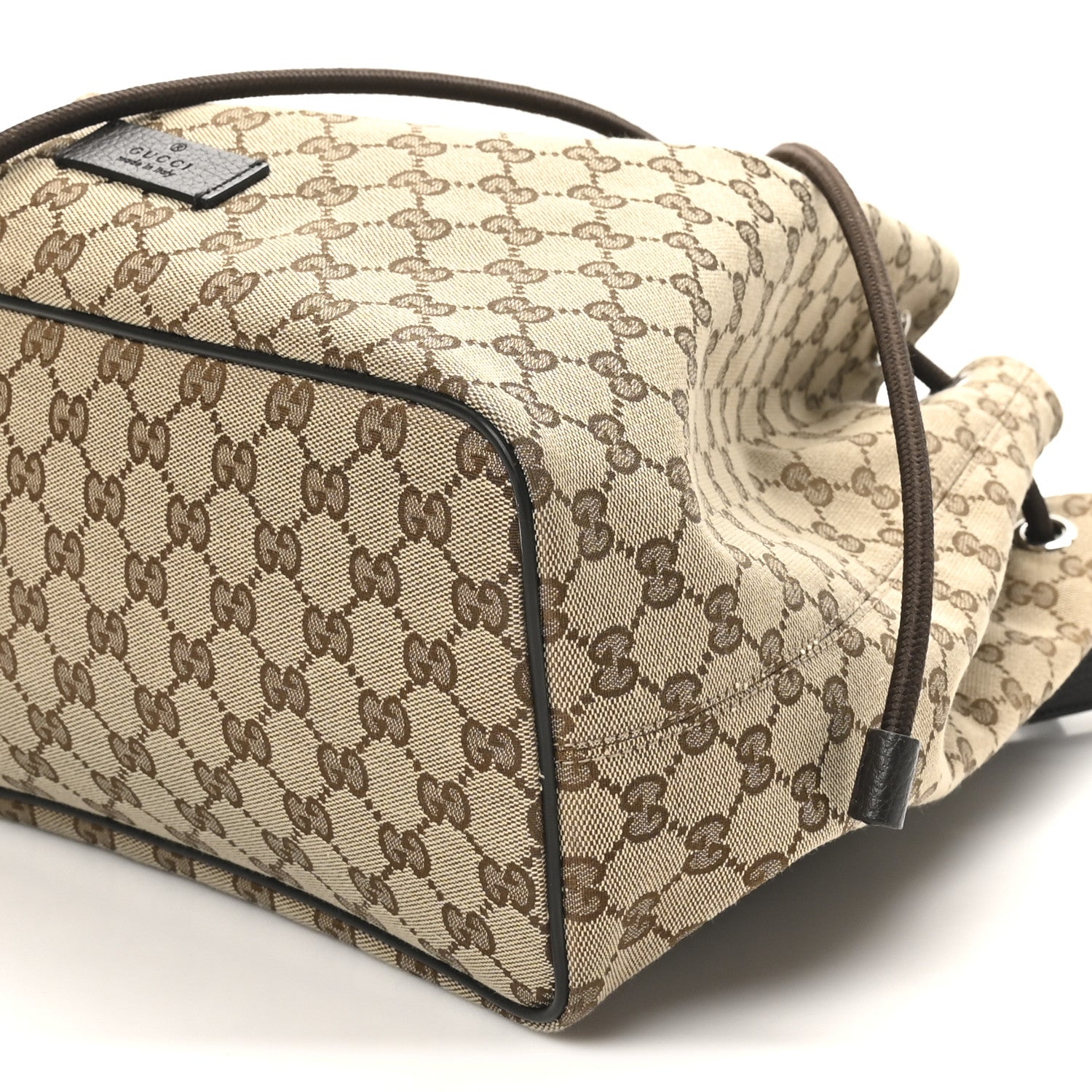 Gucci Monogram Dollar Calfskin O Drawstring Backpack Beige Ebony Testa di Moro Dark Chocolate 10 of 10