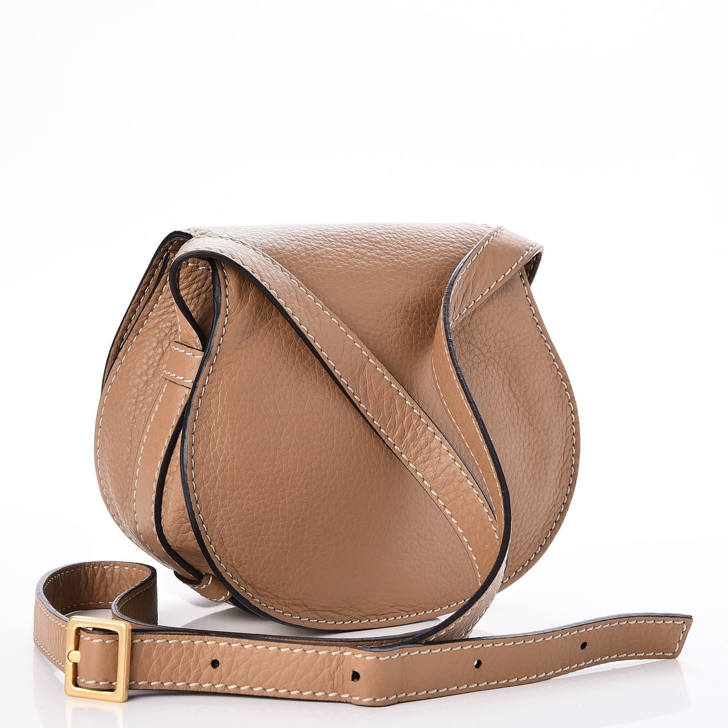 Chloe Calfskin Mini Marcie Round Crossbody Bag Nut 3 of 8