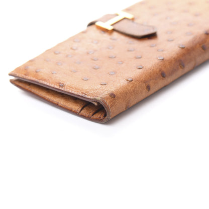 Hermes Ostrich Bearn Wallet Gold 10 of 15