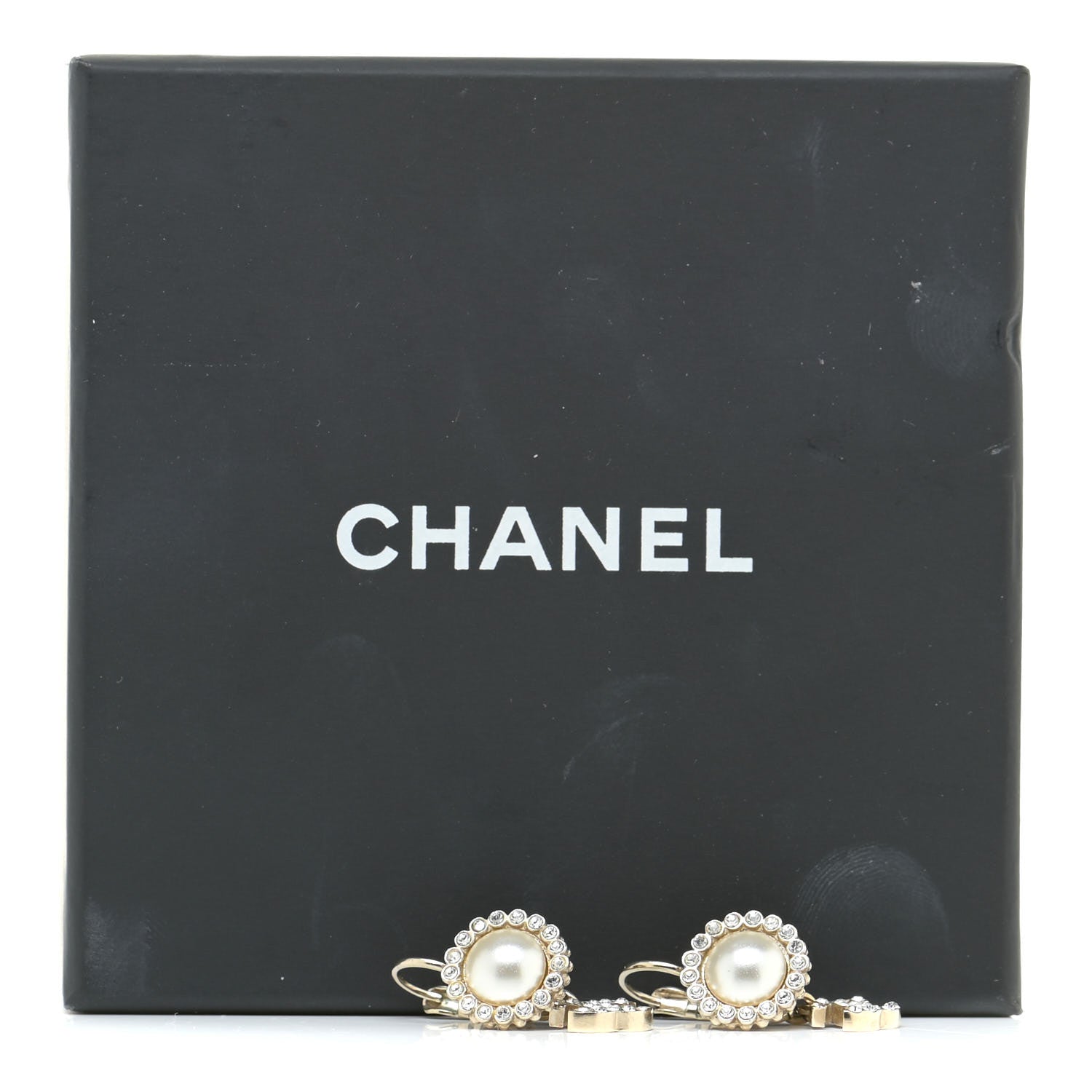 Chanel Crystal CC Pearl Drop Earrings Gold 6 of 6