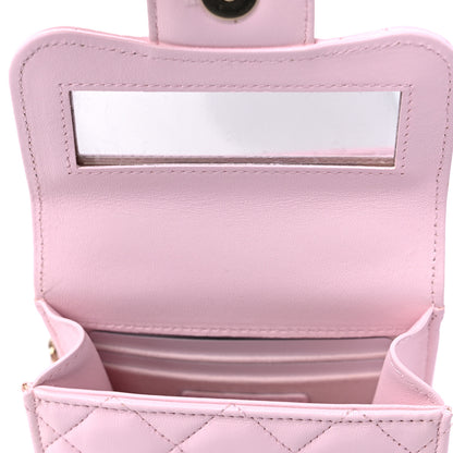 Chanel Lambskin Quilted Top Handle Clutch With Chain Light Pink 6 of 12