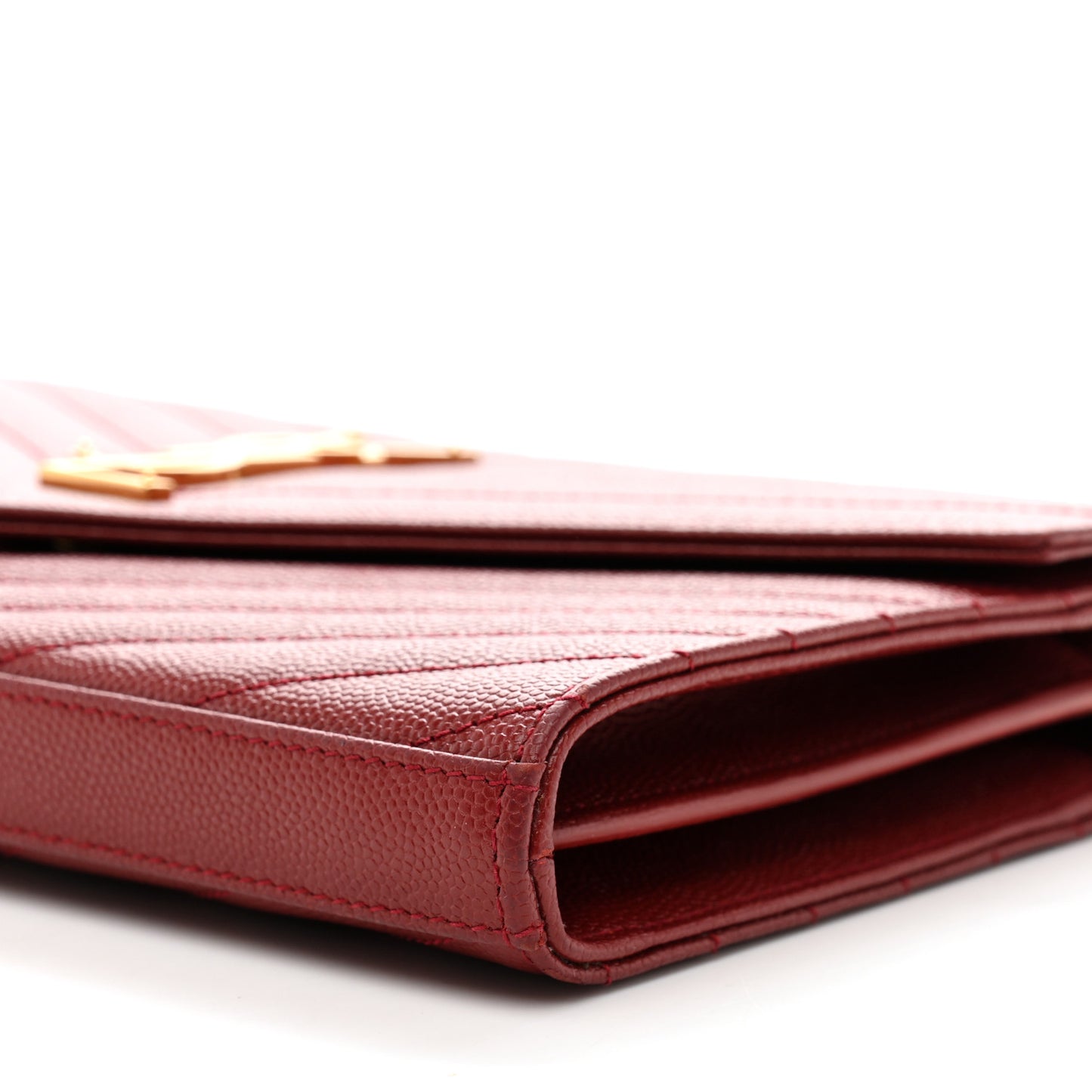 Grain De Poudre Matelasse Chevron Monogram Chain Wallet Opyum Red