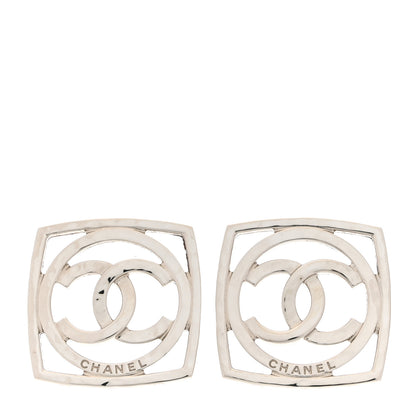 Chanel Metal Square CC Earrings Silver 1 of 5
