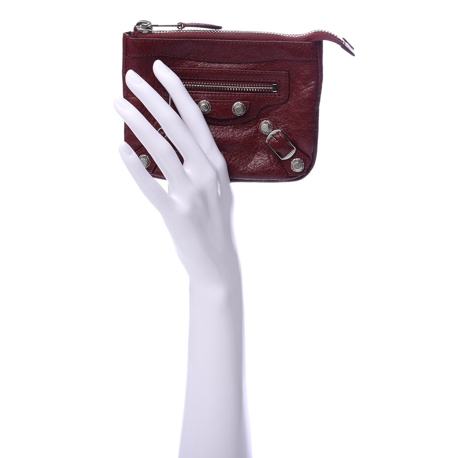 Balenciaga Agneau Giant 12 Silver Hardware M Porte-Monnaie Coin Purse Rouge Cerise 2 of 7