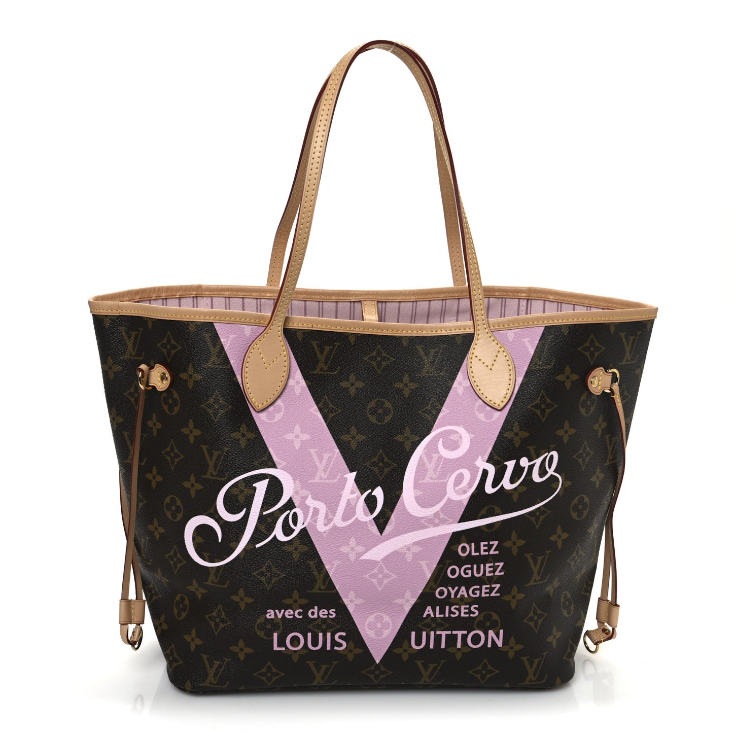 Monogram Porto Cervo V Neverfull MM Rose Ballerine