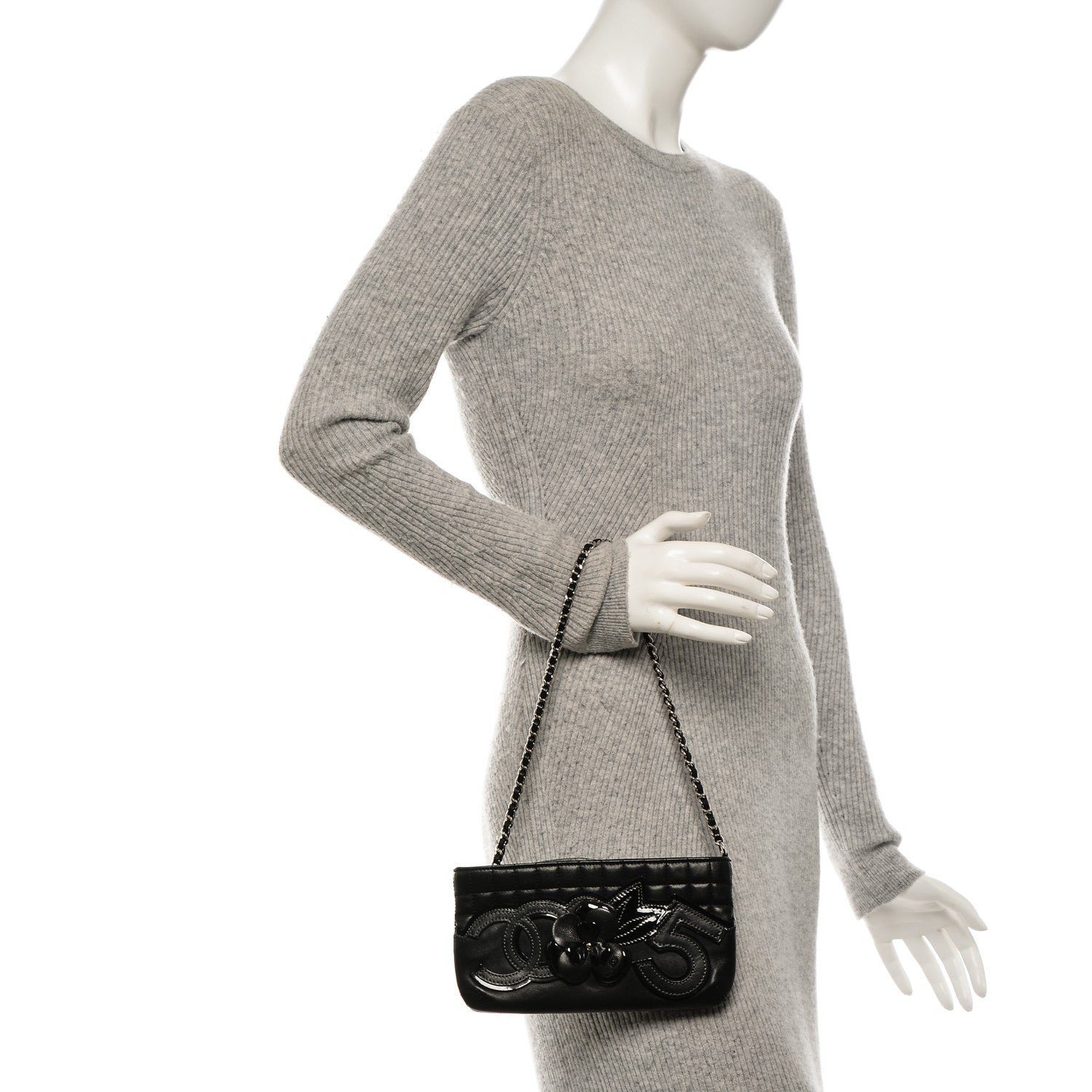 Chanel Lambskin Camellia N°5 Clutch Bag Black 2 of 7