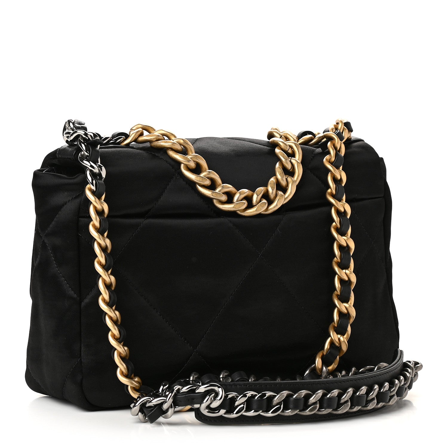 Chanel Satin Quilted Medium Chanel 19 Flap Black 3 of 9