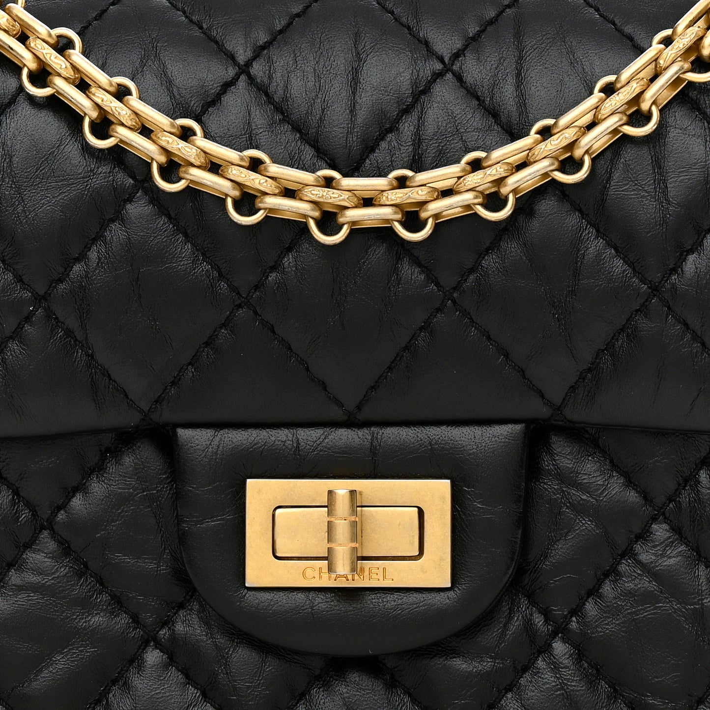 Aged Calfskin Quilted 2.55 Reissue Mini Flap Black