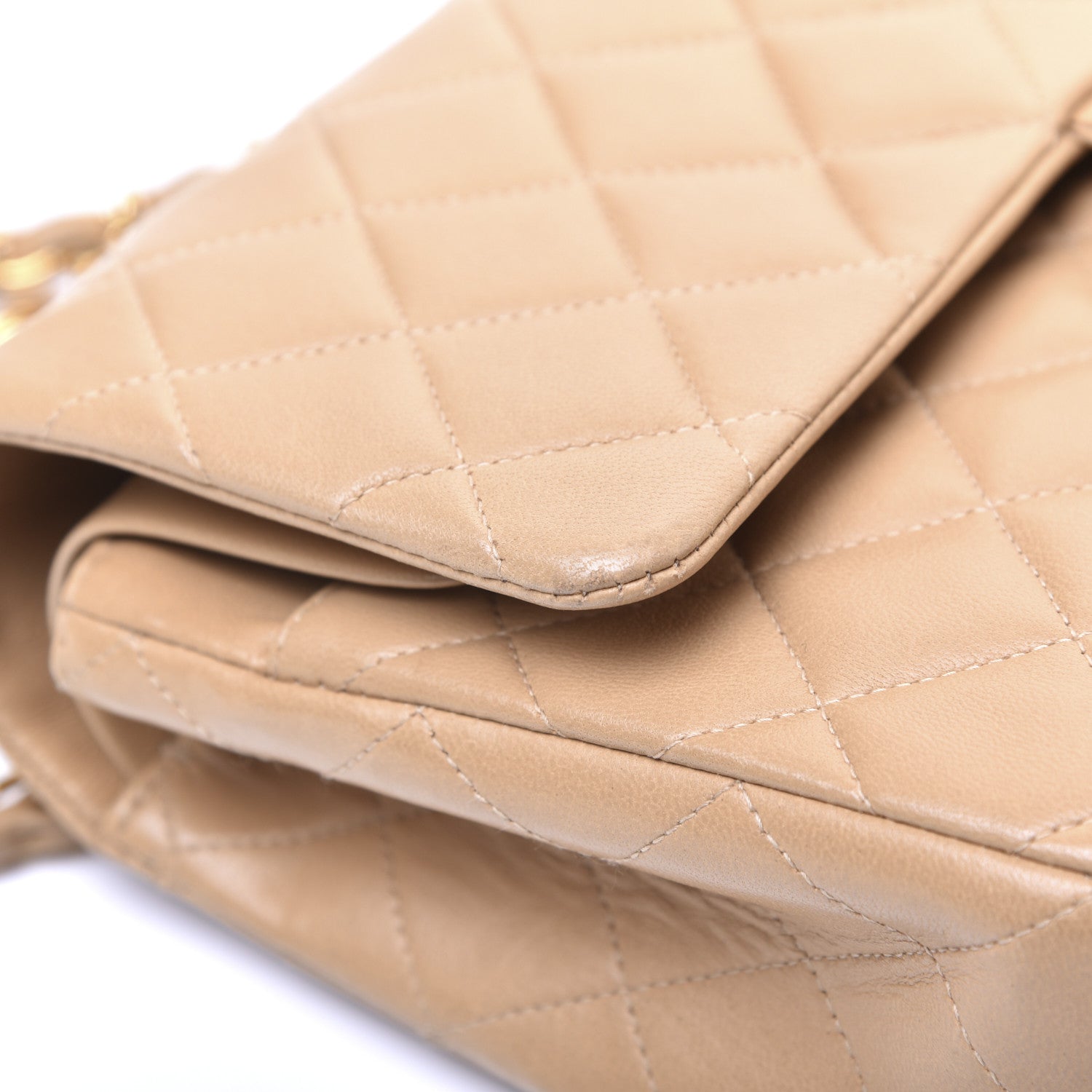 Chanel Lambskin Quilted Medium Double Flap Beige 15 of 18