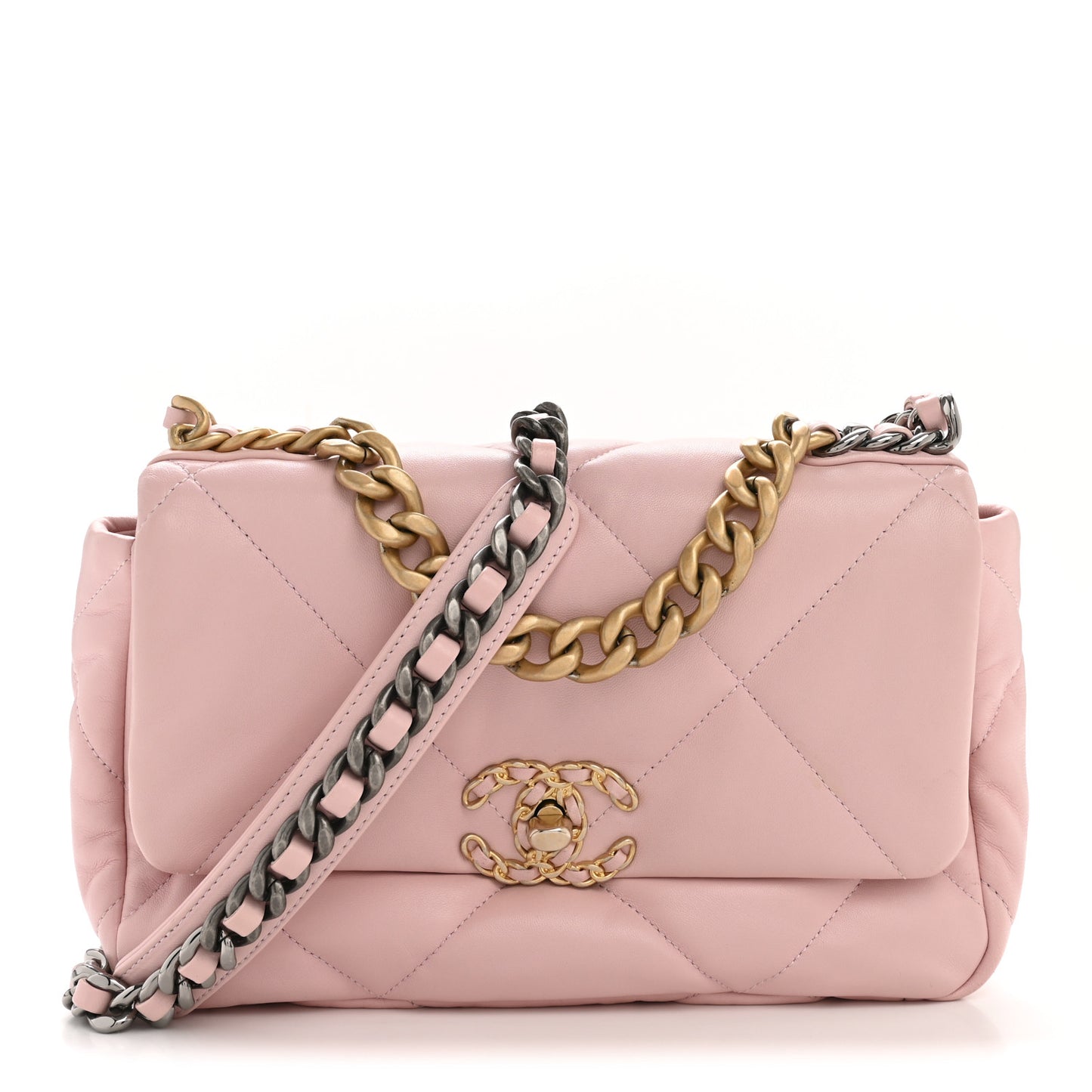 Lambskin Quilted Medium Chanel 19 Flap Light Pink