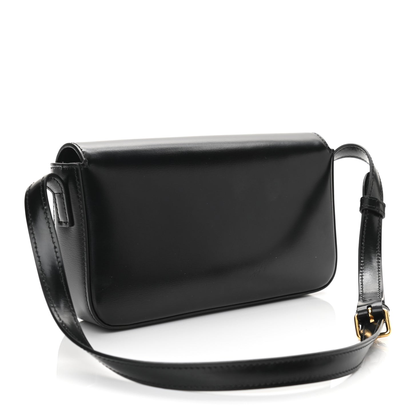 Shiny Calfskin Triomphe Shoulder Bag Black