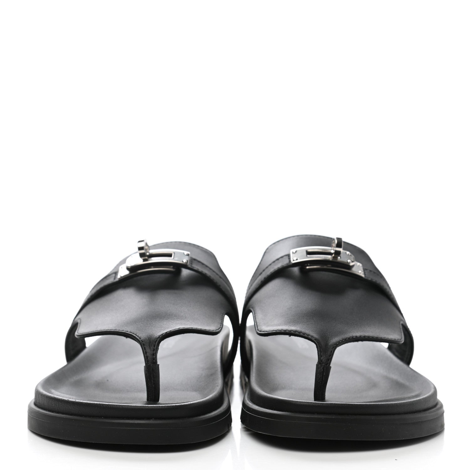 Hermes Calfskin Womens Empire Sandals 39 Black 2 of 11