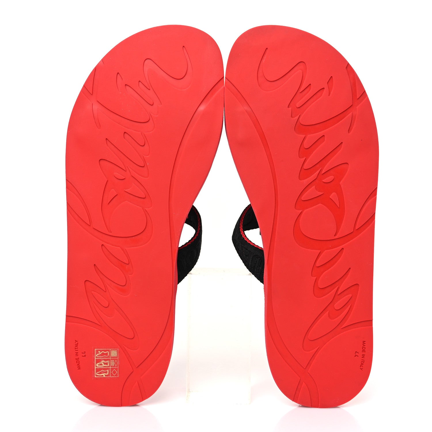 Christian Louboutin Ribbon Rubber Surf Mens Flat Sandal 44 Black Loubi 5 of 6